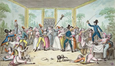 Scène tumultueuse dans une taverne pendant la Révolution française, vers 1789 - Etienne Bericourt